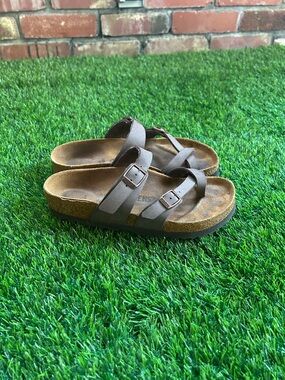 Birkenstock Brown Dual-Strap Slide Sandals